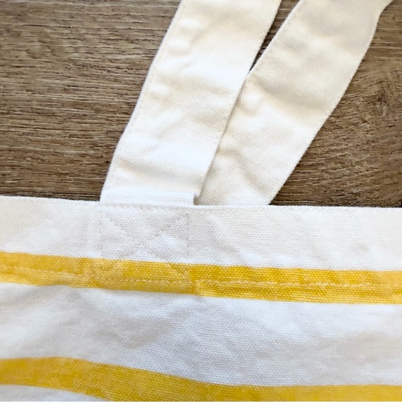 Loft "Meet Me In Capri" Bag Yellow and White striped cotton canvas Tote Bag - Picture 4 of 8